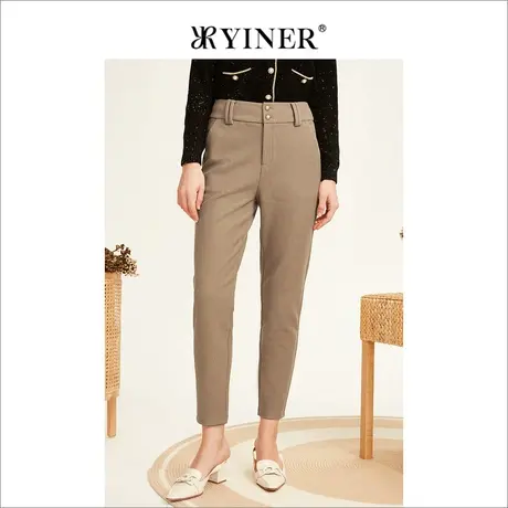 YINER音儿女装2022冬季新款高腰显瘦休闲裤商品大图
