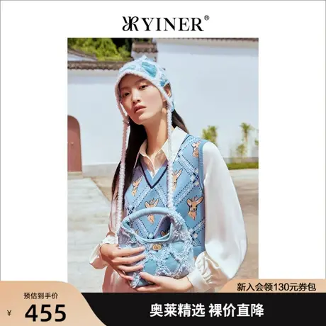 音儿美地女装2022秋季新款假两件上衣拼接羊毛针织衫商品大图