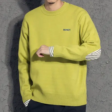 假两件毛衣男韩版 潮流个性2019新款针织衫ins港风男士秋装上衣潮图片