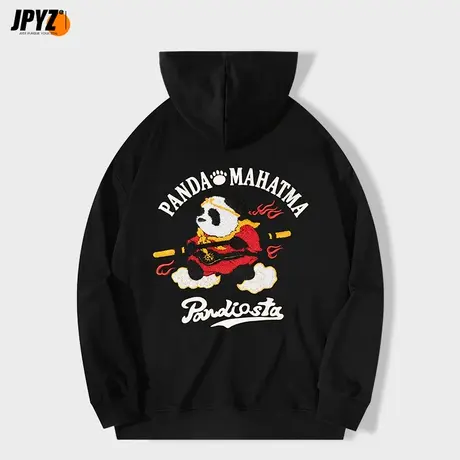 潮牌连帽卫衣男黑色悟空立体刺绣国潮宽松春秋新款男女长袖情侣装图片