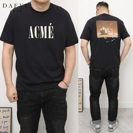 DAEVU夏季新款后背图潮胖子大号加肥加大码圆领男士短袖t恤商品大图