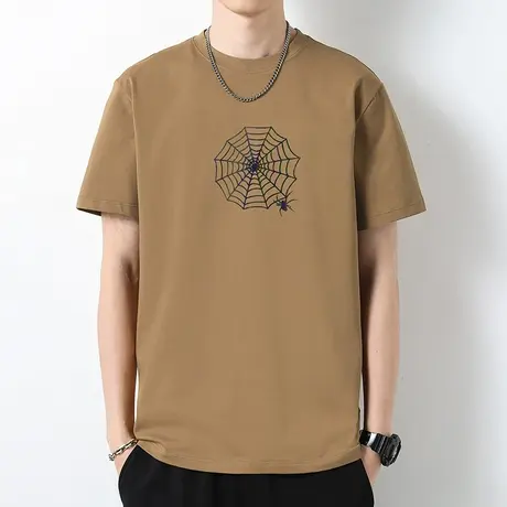 230g重磅t恤男士短袖纯棉圆领上衣服潮流宽松液氨长绒棉全棉半袖商品大图