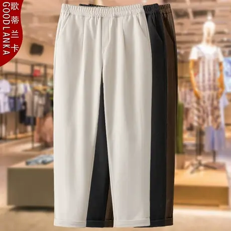 中年四五十岁胖妈妈秋冬装烟管裤加肥加大码女松紧腰加厚毛呢裤子商品大图