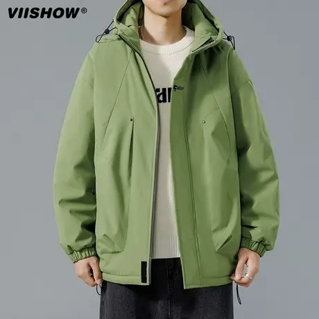 VIISHOW夹克男连帽宽松休闲潮流工装青少年男生冬季防风夹棉外套商品大图