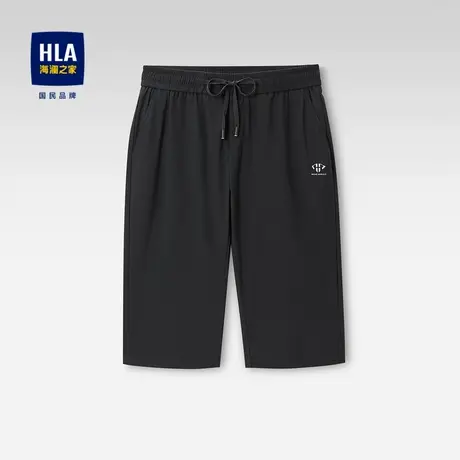 【奥莱】HLA/海澜之家2024抽绳松紧腰休闲中裤弹力运动休闲短裤男商品大图