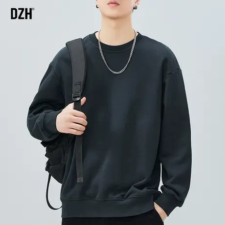 男士藏青色加厚卫衣男重磅圆领秋冬款纯色打底上衣2023年新款内搭图片