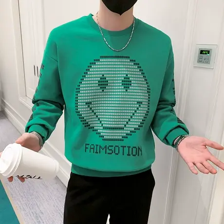 秋季男士笑脸卫衣外套长袖宽松套头潮流圆领时尚潮牌春秋款外套商品大图