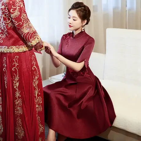妈妈婚礼晚礼服高端喜婆婆婚宴装小个子高贵结婚2023夏季洋气年轻商品大图
