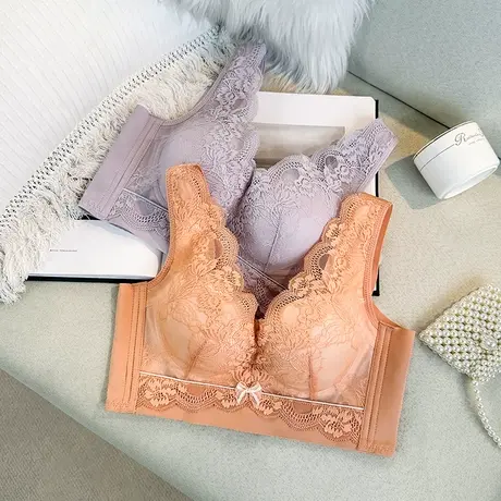 小胸聚拢收副乳无钢圈文胸上托防下垂性感蕾丝背心式内衣女调整型商品大图