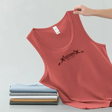 莫代尔棉背心男士夏季跨栏冰丝凉感无袖t恤篮球吊带健身运动坎肩商品大图