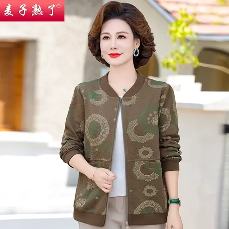 妈妈春装外套2024新款小个子宽松洋气休闲夹克上衣服中老年人女装商品大图