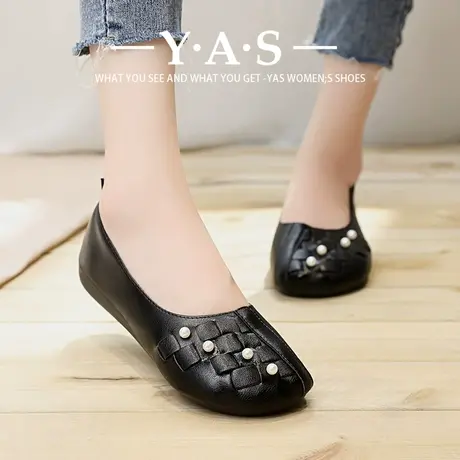 2024春夏新款软皮软底单鞋女浅口蝴蝶结编织豆豆鞋懒人妈妈乐福鞋商品大图