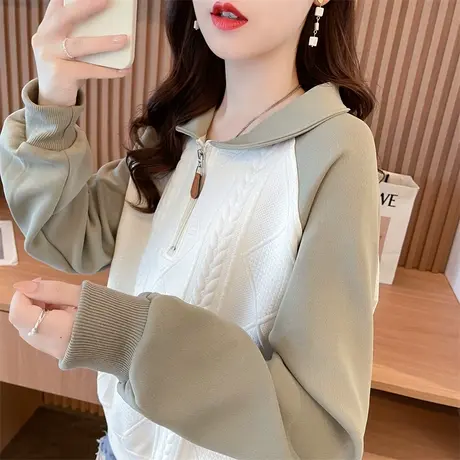 设计感小众卫衣女2024新款春秋季韩版宽松大码薄款小个子上衣外套图片