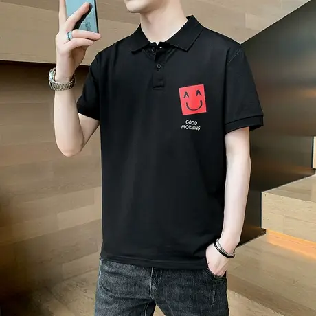 2023新款印花短袖POLO衫t恤男韩版纯棉打底衫潮流夏季男装上衣服商品大图