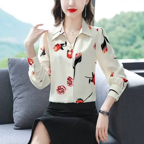 女士衬衫2022年新款秋季长袖衬衣真丝桑蚕丝上衣别致漂亮小衫春秋图片