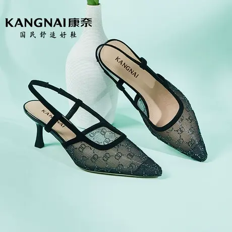 康奈女鞋时尚都市2024年夏季新款包头细跟女凉鞋百搭宴会高跟鞋图片