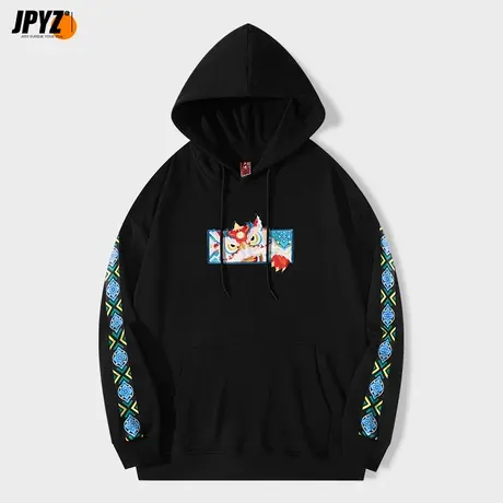 刺绣连帽卫衣男冬季潮流宽松国潮醒狮ins春秋款百搭情侣男生外套商品大图