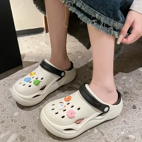 洞洞鞋女夏季2024新款外穿踩屎感厚底防滑运动女款高级感包头拖鞋商品大图