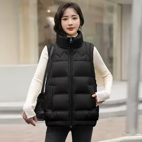 雪中飞羽绒马甲女2023新款冬季外穿立领马夹时尚休闲百搭背心坎肩图片