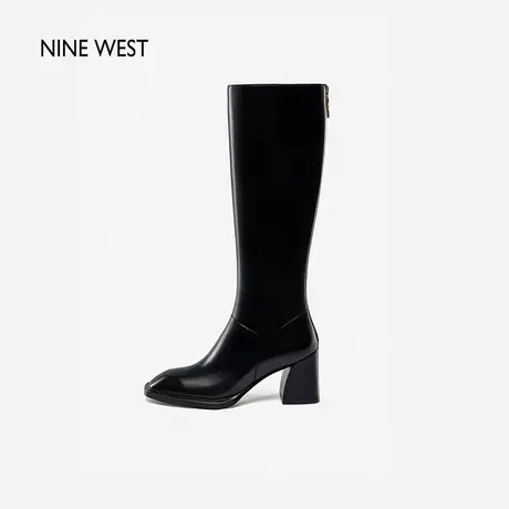 Nine West/玖熙粗跟长靴女2023年冬季新款牛皮革瘦瘦靴高跟时装靴图片