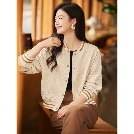 时尚气质棒球服外套2023年秋季新款淑女温柔宽松显瘦通勤短款上衣商品大图