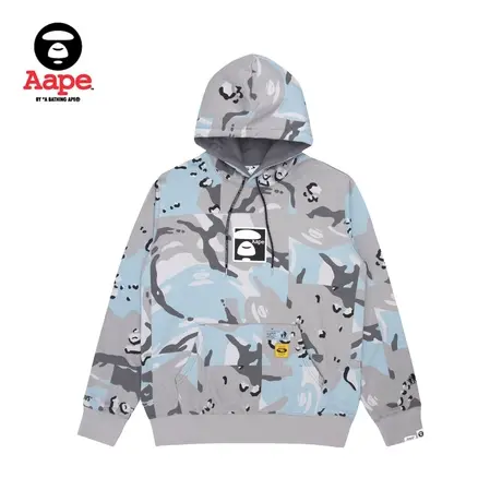 Aape男装秋冬猿颜硅胶字母印花撞色迷彩连帽卫衣3781XAG图片
