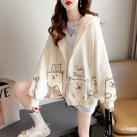 卫衣女秋冬季韩版宽松设计感小众ins加绒加厚oversize开衫外套潮图片