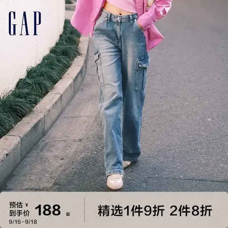 【明星同款】Gap女装秋季工装宽松直筒牛仔裤570930街头做旧长裤商品大图