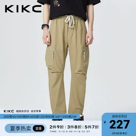 kikc工装裤男2023春夏新款商场同款弹力抽绳宽松休闲卡其色裤子商品大图