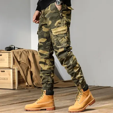 男裤2022年新款潮休闲裤个性拼接哈伦休闲裤宽松束脚裤子男工装裤商品大图