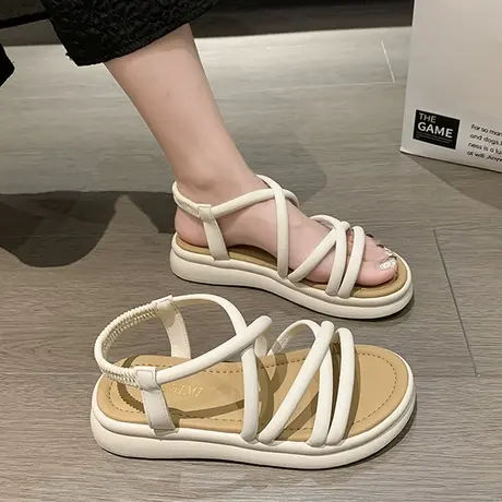 罗马凉鞋女2023年夏季新款休闲百搭厚底网红软底孕妇沙滩女款鞋子商品大图