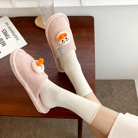 ins可爱面包超人卡通家居拖鞋女秋冬四季室内舒适包头学生棉拖鞋商品大图