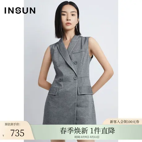 INSUN恩裳夏季西装领无袖裙裤连体短裤图片