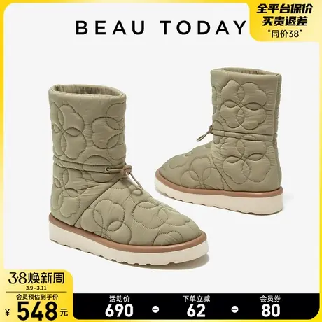 BeauToday雪地靴女冬季加绒加厚BT2024新款女厚底面包鞋保暖棉靴商品大图