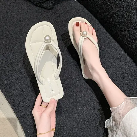 法式人字拖鞋女夏季外穿厚底时尚百搭沙滩海边夹脚趾凉拖鞋子女鞋商品大图