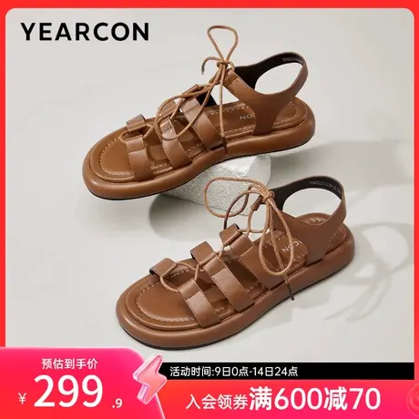 意尔康女鞋夏季女士平底海边沙滩鞋罗马凉鞋外穿休闲交叉绑带仙女图片