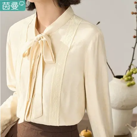 茵曼官方旗舰店2023新款秋冬季气质抗皱打底衫衬衫女衬衣长袖上衣商品大图