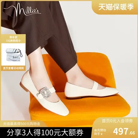 millies妙丽亮面漆牛皮方钻油画玛丽珍鞋女SCL23CQ2图片