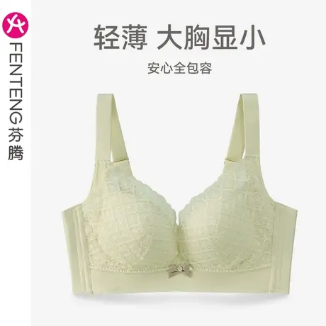 芬腾女士内衣大胸显小上托防下垂文胸性感蕾丝无钢圈薄款舒适胸罩图片