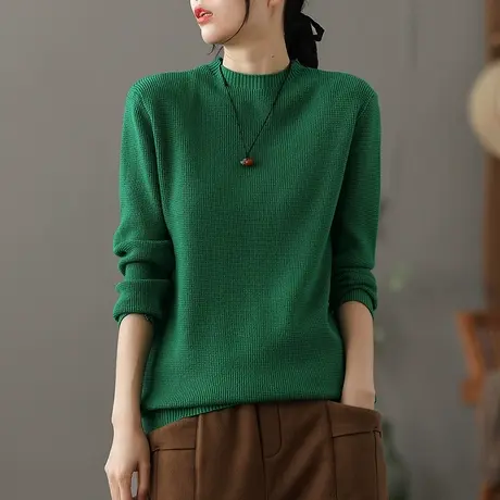 dza 套头纯色针织衫女士长袖毛衣打底衫秋冬新款宽松漂亮内搭上衣图片