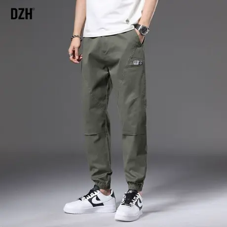 男生军绿色裤子男休闲裤春夏款九分裤束脚工装裤2023年新款男裤子商品大图