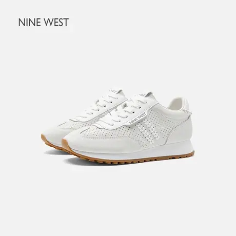 Nine West/玖熙复古运动休闲鞋女2025夏季新款网孔透气厚底小白鞋商品大图