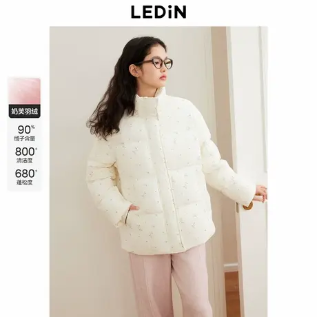 乐町立领面包羽绒服女冬季新款保暖柔软加厚碎花羽绒商品大图