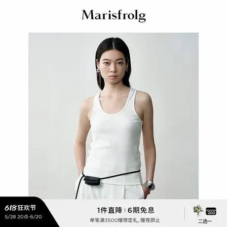 【精简美学】玛丝菲尔秋U形领立体胶印修身工字背心上衣图片