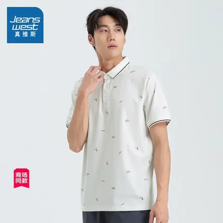 JW真维斯男装2024夏季新款 男士体恤休闲时尚舒适翻领短袖POLO衫图片