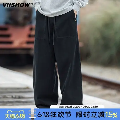 VIISHOW复古潮牌水洗直筒休闲裤男春季美式街头宽松阔腿百搭长裤商品大图