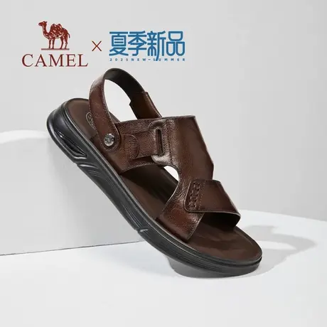 父亲节礼物|骆驼夏季新款进口水牛皮舒适休闲透气商务男凉鞋爸爸商品大图