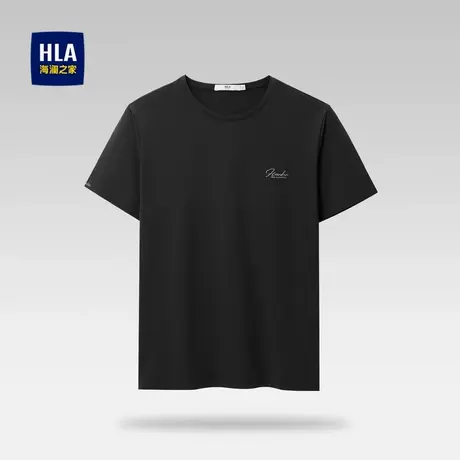 HLA/海澜之家夏季弹力短袖T恤舒适透气时尚立体印花提花修身短t男商品大图