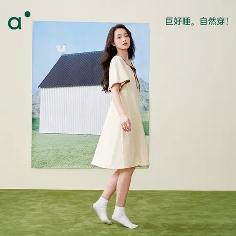 安之伴睡裙女夏季新款短袖甜美高级可爱睡衣大码中长款家居服商品大图