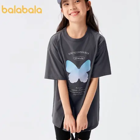 巴拉巴拉儿童短袖女童t恤2025新款夏装中大童潮流印花速干上衣潮图片